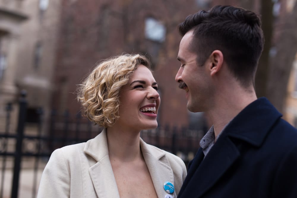 happy couple laughing