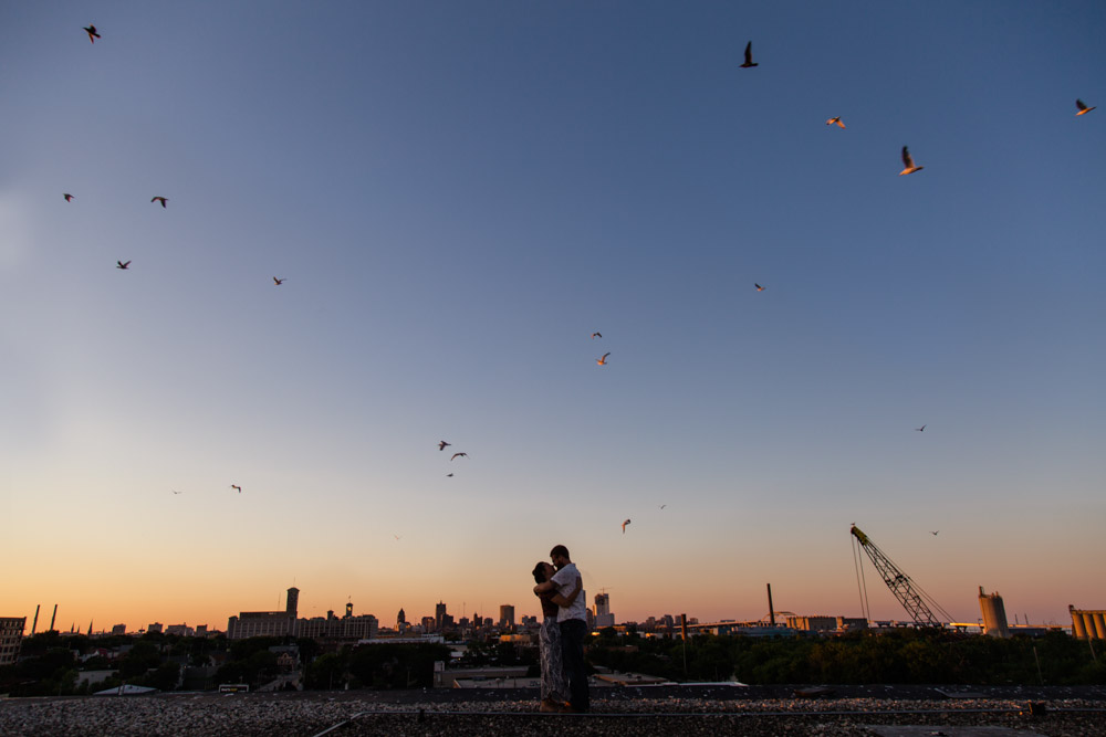 Milwaukee rooftop engagement session