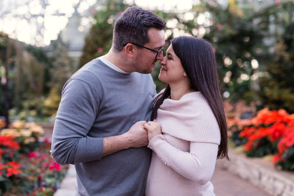 Chicago holiday engagement session with local couple at Garfield Park Conservatory