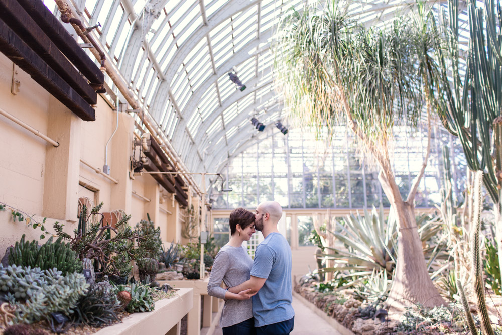 Chicago spring engagement session in Aroid House at Garfield Park Conservatory