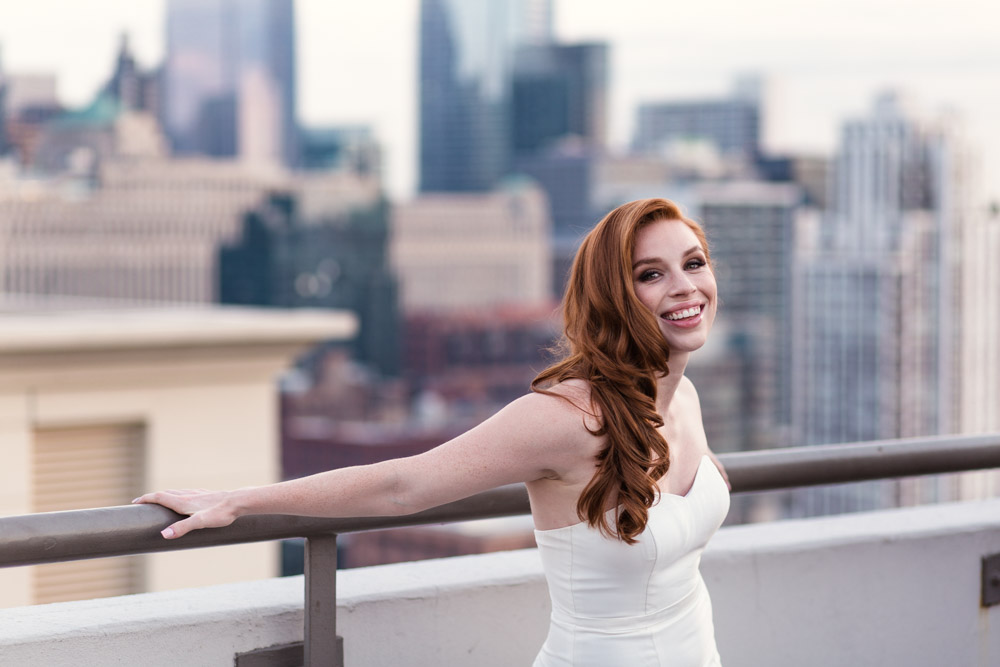 bridal fashion shoot on Chicago rooftop with Jenny Yoo Collection Chicago