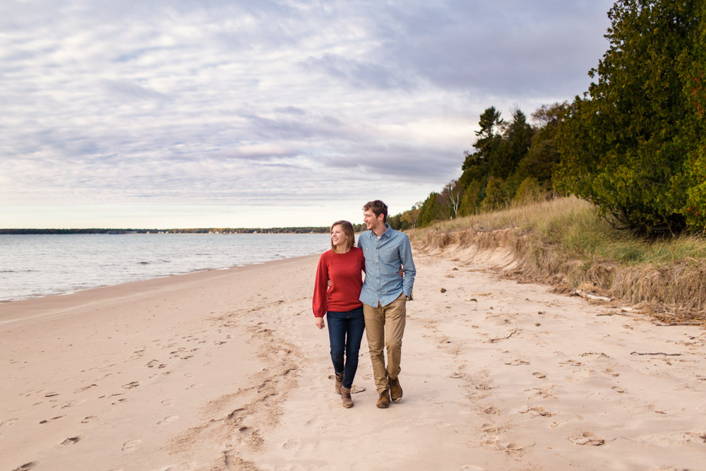 Fall Door County engagement session at Whitefish Dunes