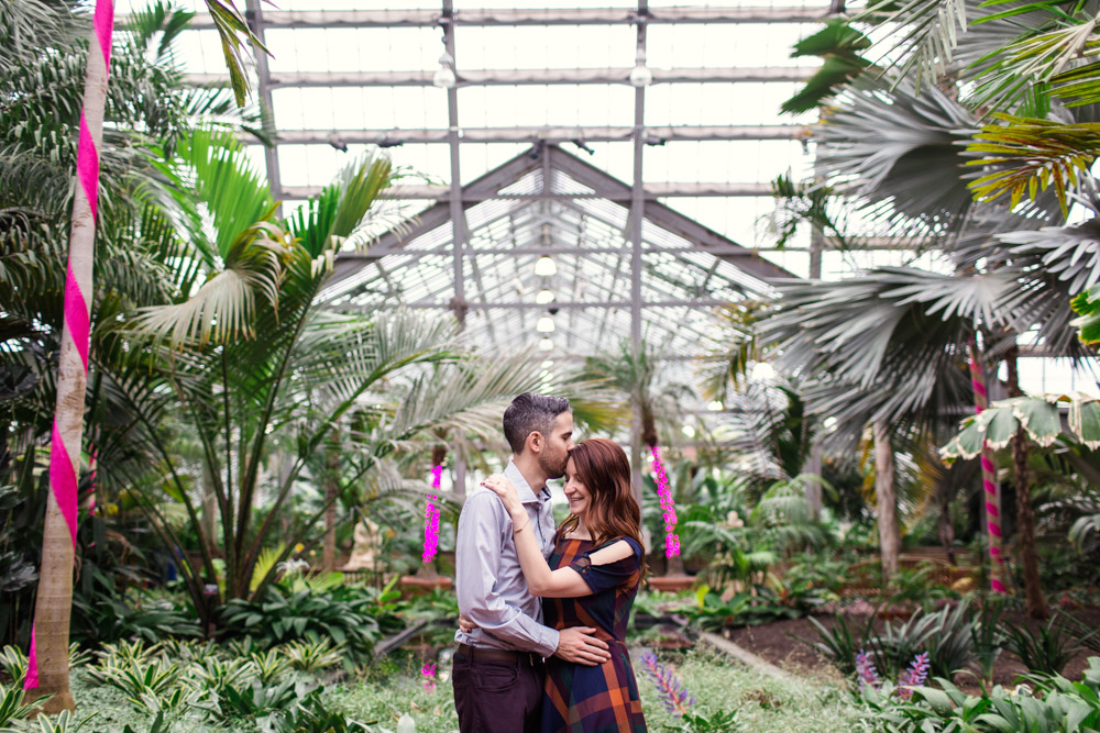 Romantic December engagement session at Garfield Park Conservatory