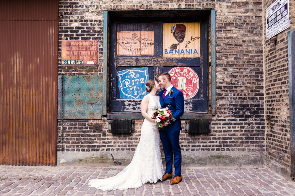 Chicago bride and groom at their fall West Loop restaurant wedding