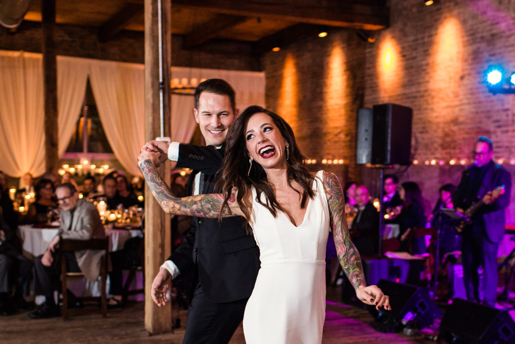 Chicago bride and groom's first dance at their Gallery 1028 wedding reception