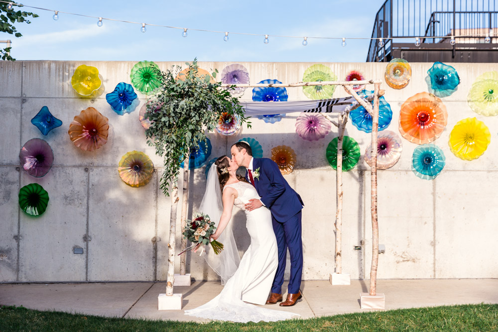 Chicago Ignite Glass Studio wedding photo under Chuppah in Sculpture Garden