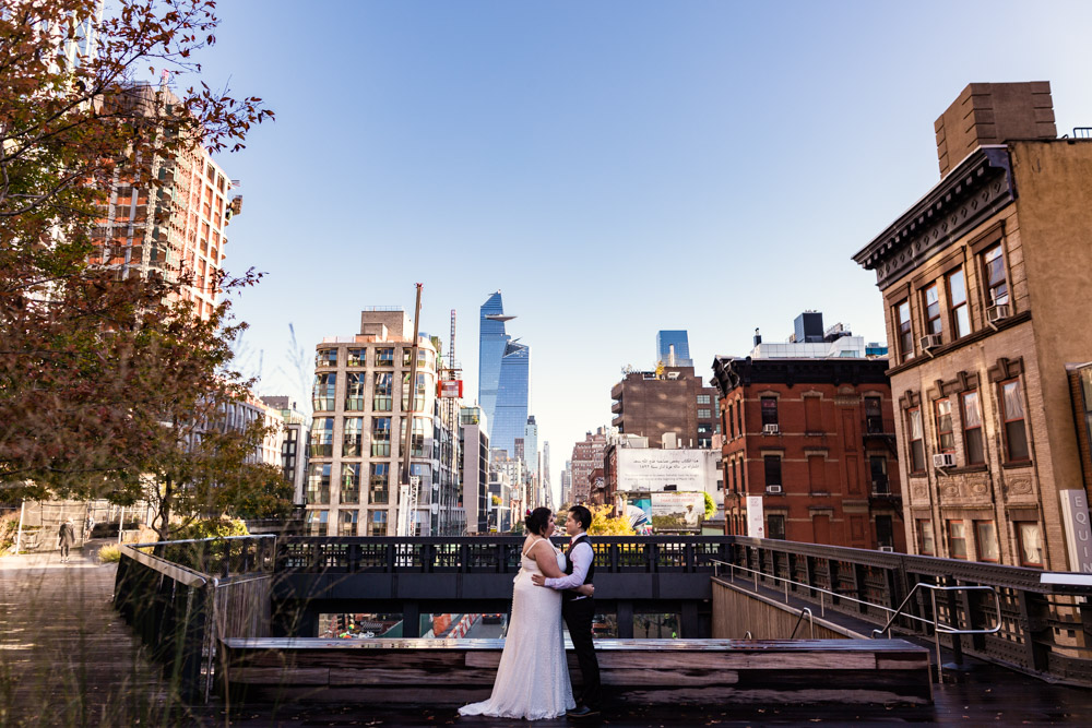 Sunrise New York City elopement on The High Line in Manhattan