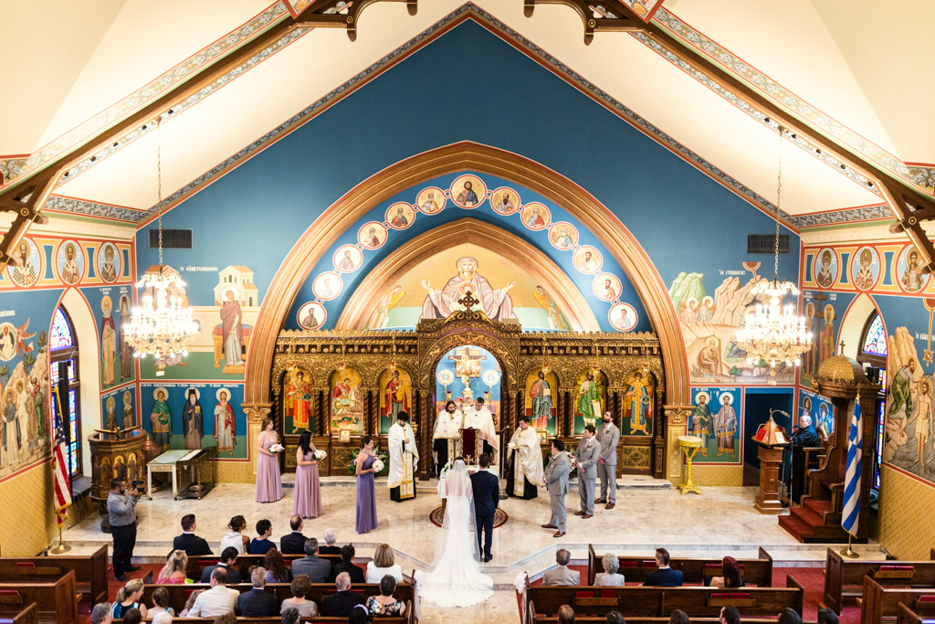 Traditional Greek Orthodox wedding ceremony at St. George in Lincoln Park, Chicago