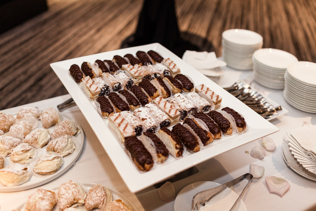 Cannoli plate on dessert table at Loews Chicago wedding reception
