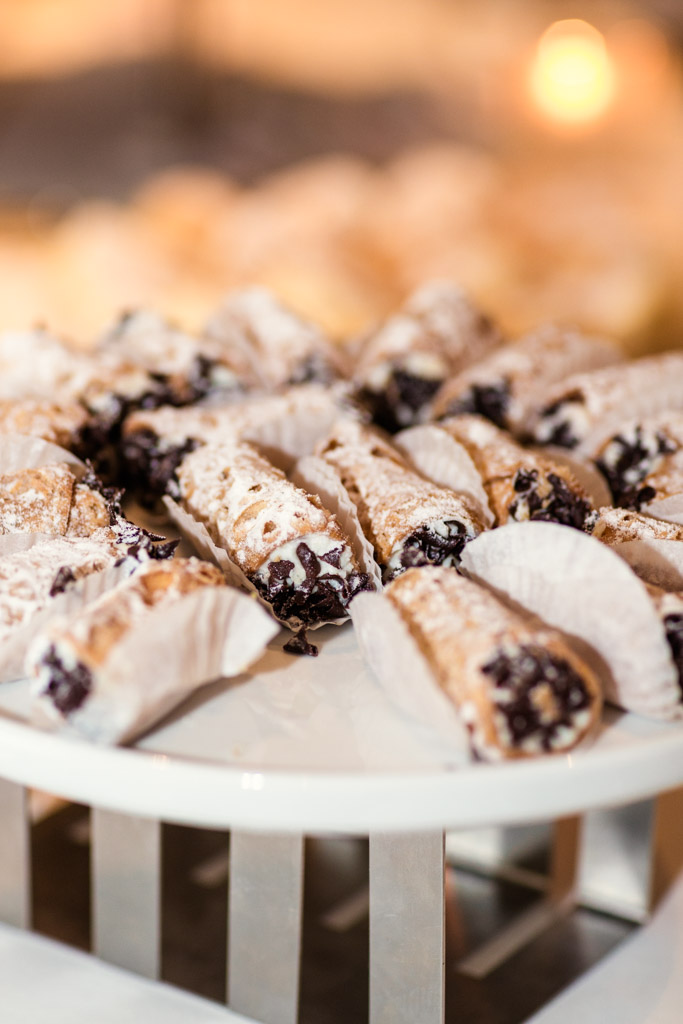 Cannoli dessert spread at Loews Chicago wedding reception