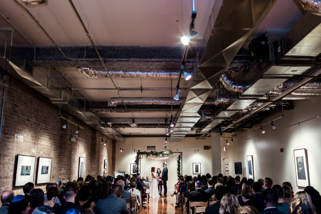 Chicago couple's December Floating World Gallery wedding ceremony in Lincoln Park