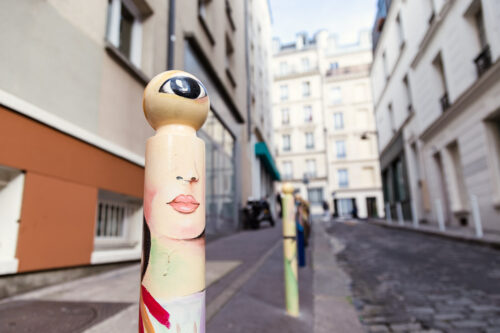 Paris street art in alley near Montmartre