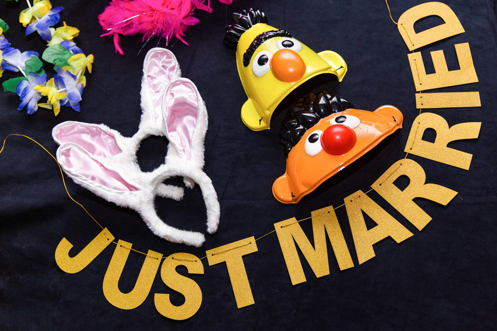 Just Married sign and other props for Chicago Photo Booth by Emma Mullins Photography
