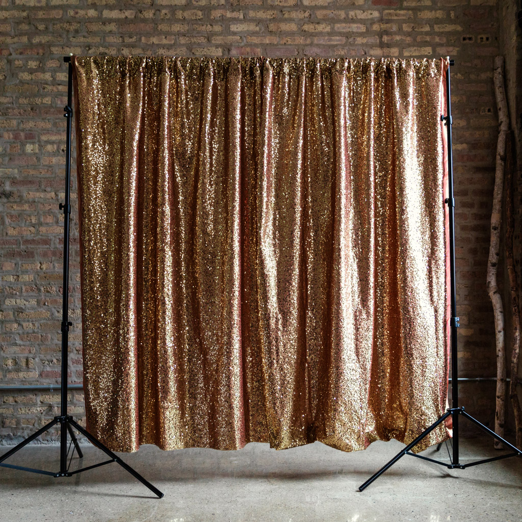 Gold sequin backdrop option for Chicago photo booth by Emma Mullins Photography