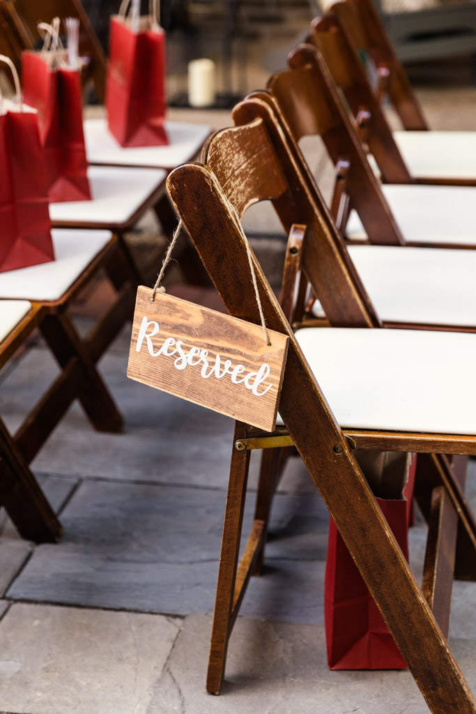 A wooden chair with a 
