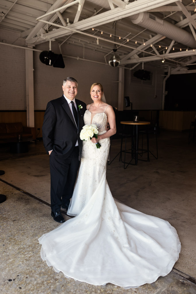 Portrait of bride and groom inside Sarabande Chicago