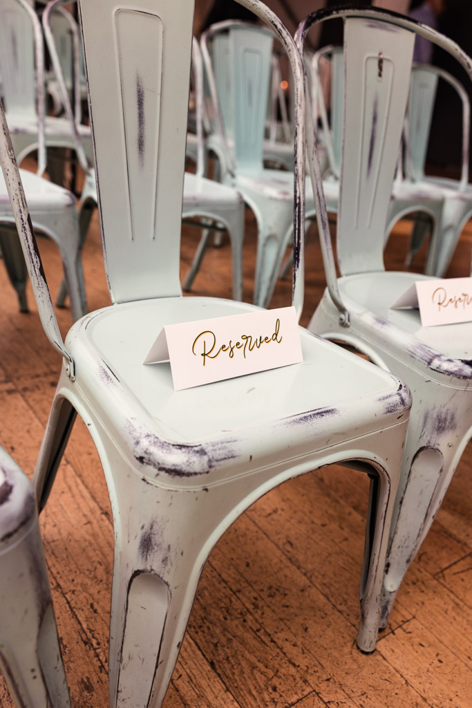 A metal chair with a 