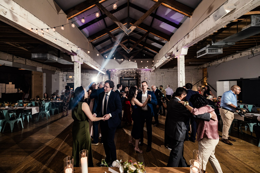 Guests on the dance floor during Joinery wedding reception