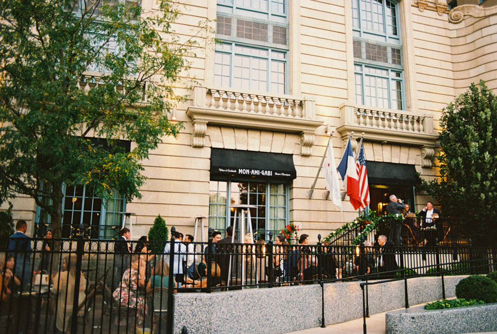 Exterior and patio of Mon Ami Gabi restaurant inside The Belden-Stratford in Chicago