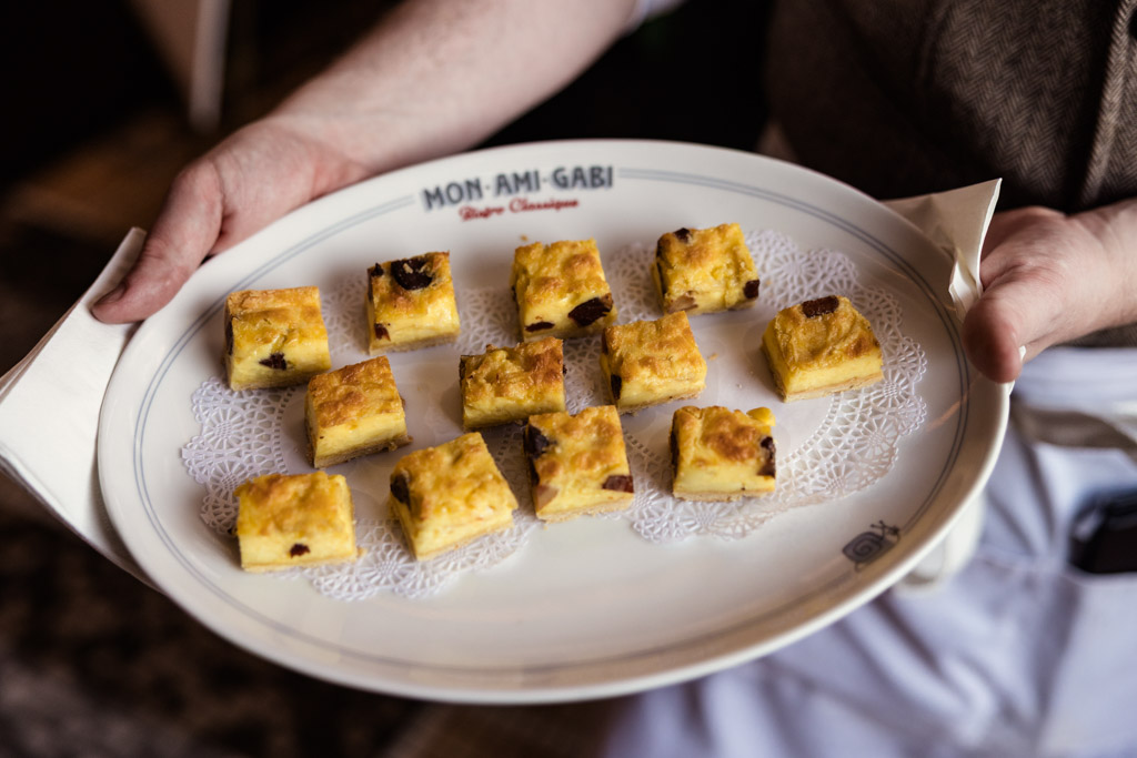 Tray of appetizers during cocktail hour at Mon Ami Gabi wedding reception