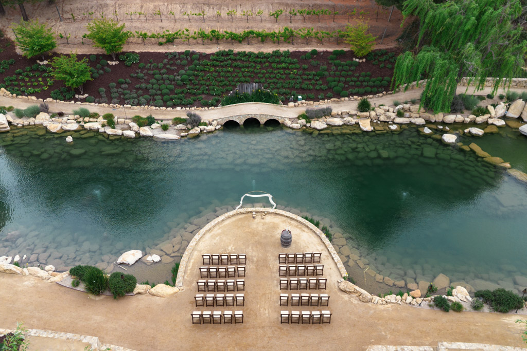 Aerial view of Terra Mia Vineyard wedding ceremony space